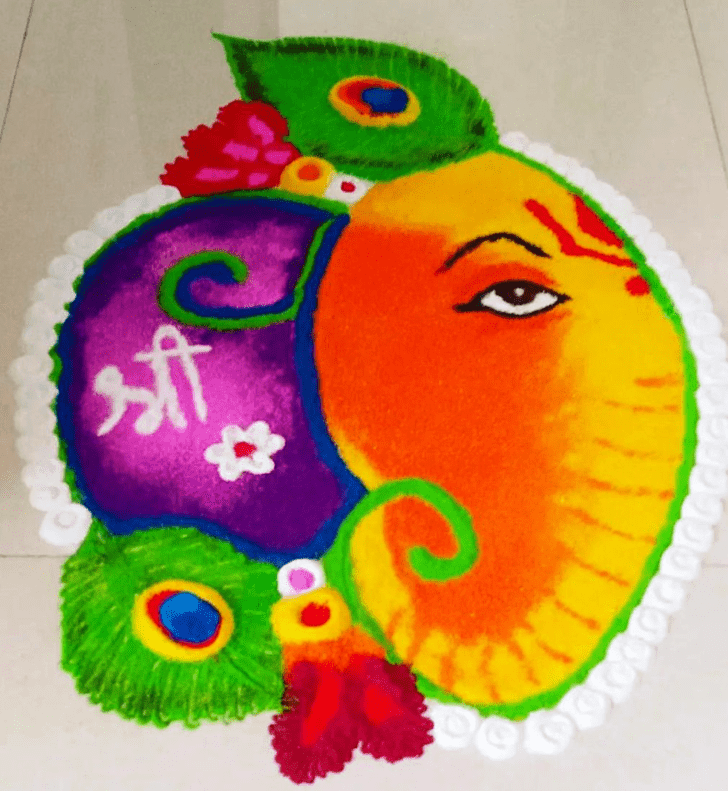 Good Looking Ganesh Ji Rangoli