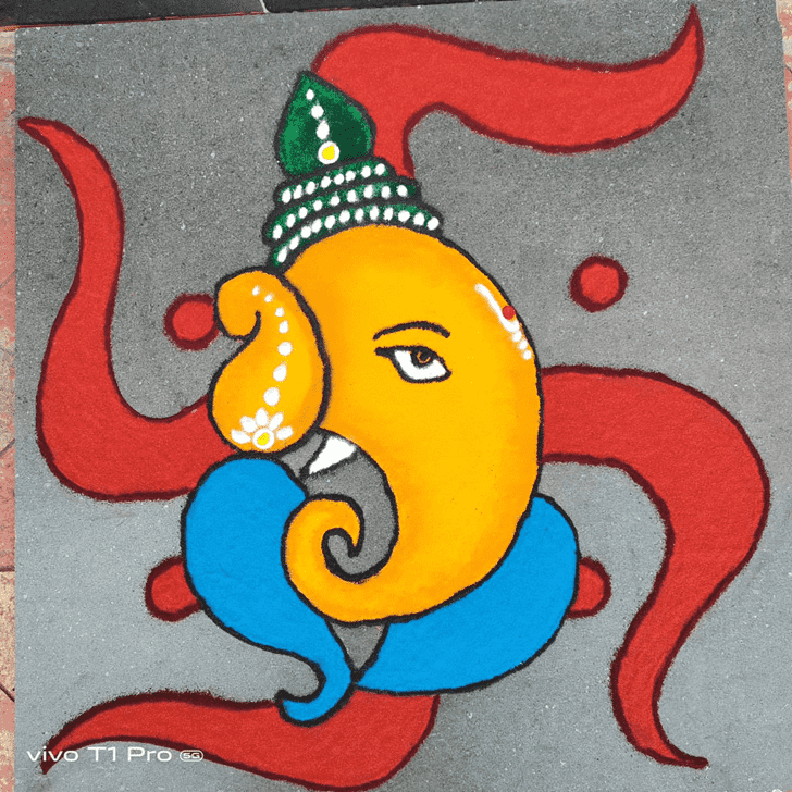 Graceful Ganesh Ji Rangoli