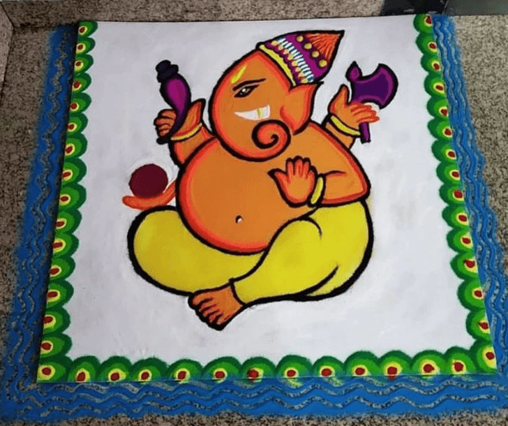 Awesome Ganesh Ji Rangoli