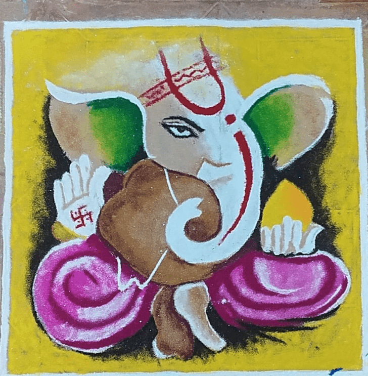 Inviting Ganesh Ji Rangoli