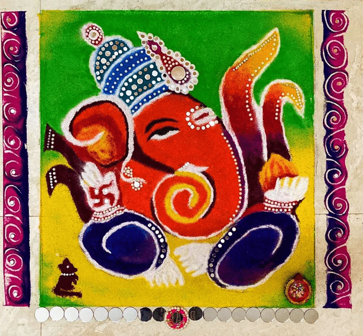 Refined Ganesh Ji Rangoli