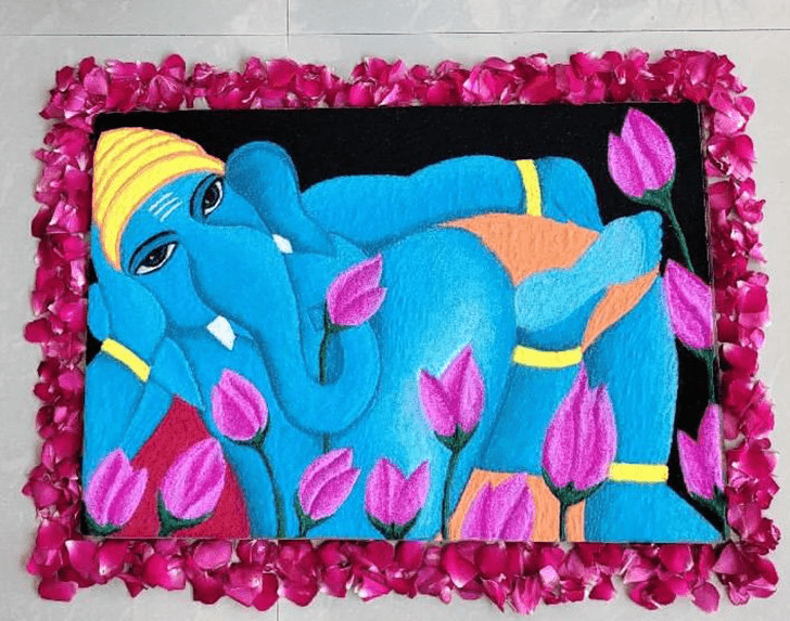 Resplendent Ganesh Ji Rangoli