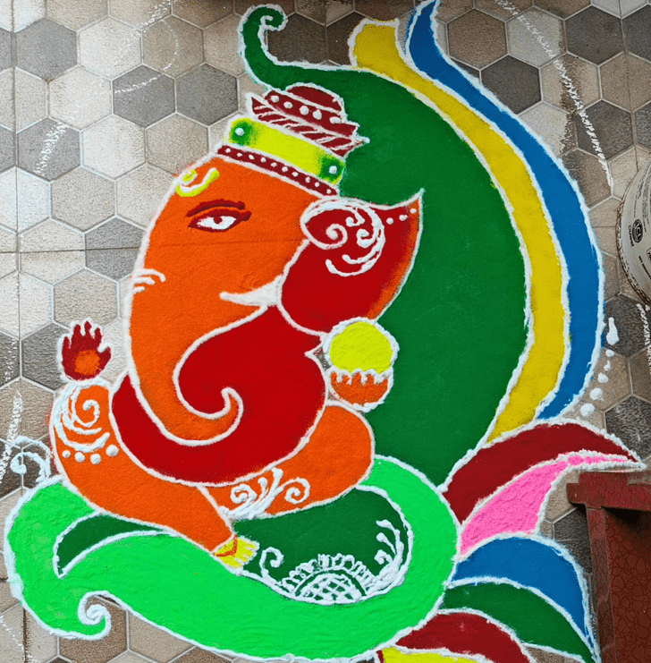 Stunning Ganesh Ji Rangoli