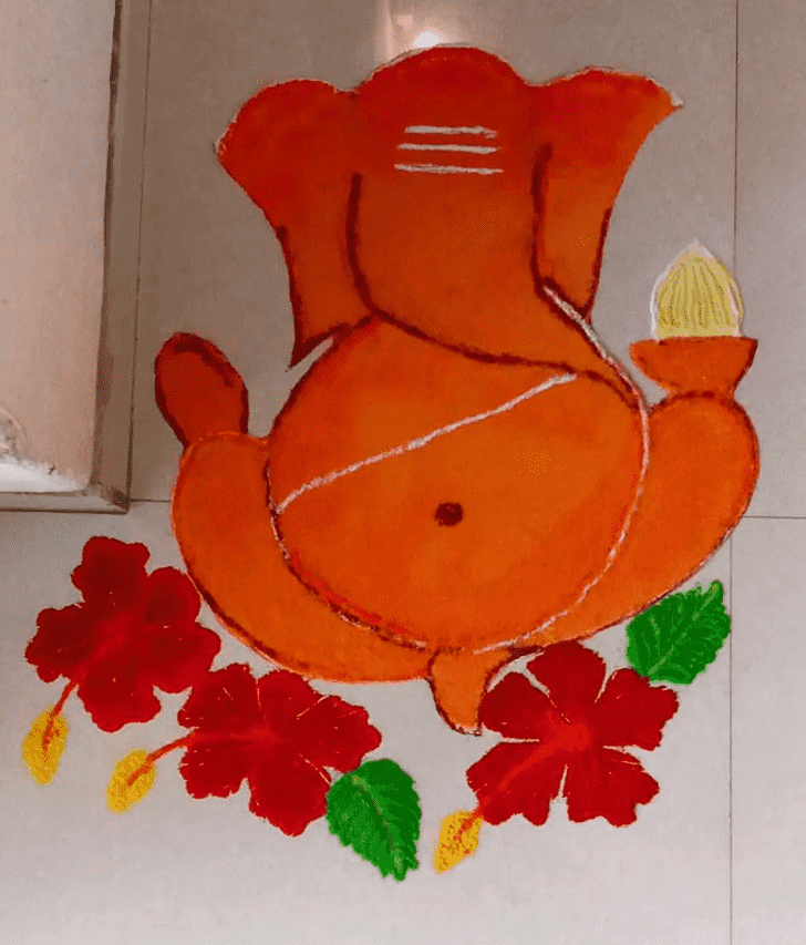 Wonderful Ganesh Ji Rangoli Design