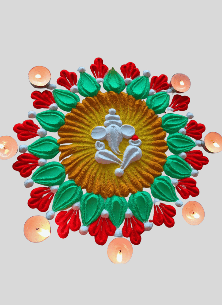 Admirable Ganesh Rangoli Design