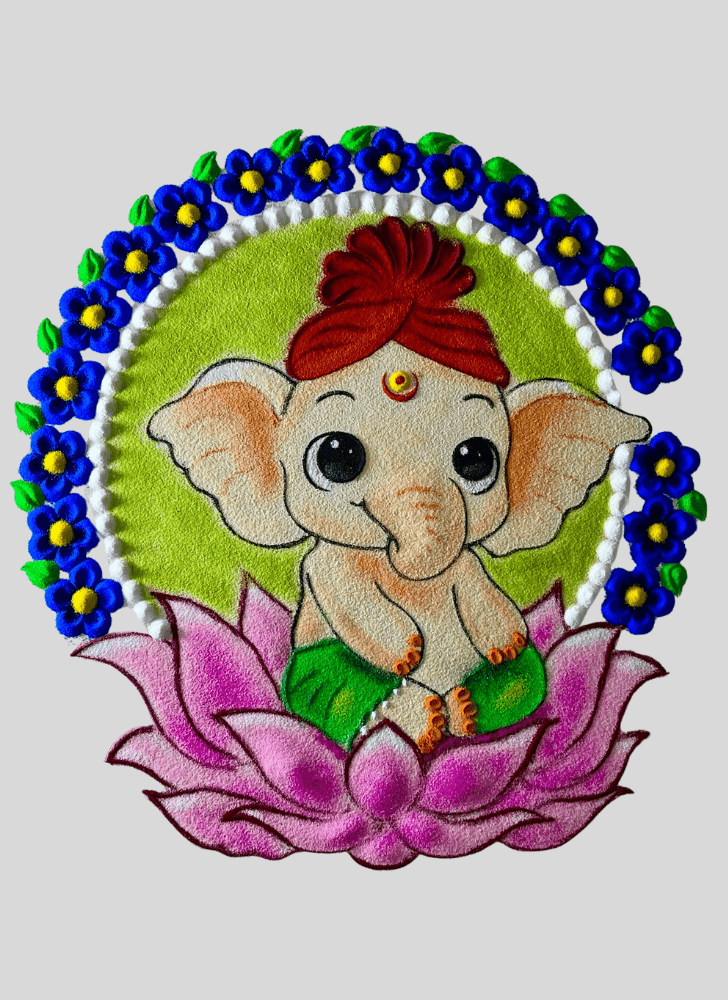 Excellent Ganesh Rangoli