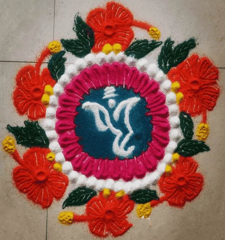 Lovely Ganesha Rangoli Design