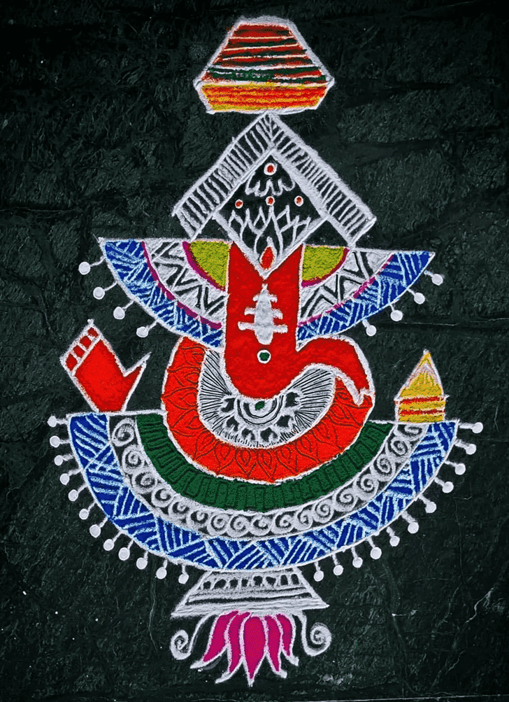 Stunning Ganesha Rangoli