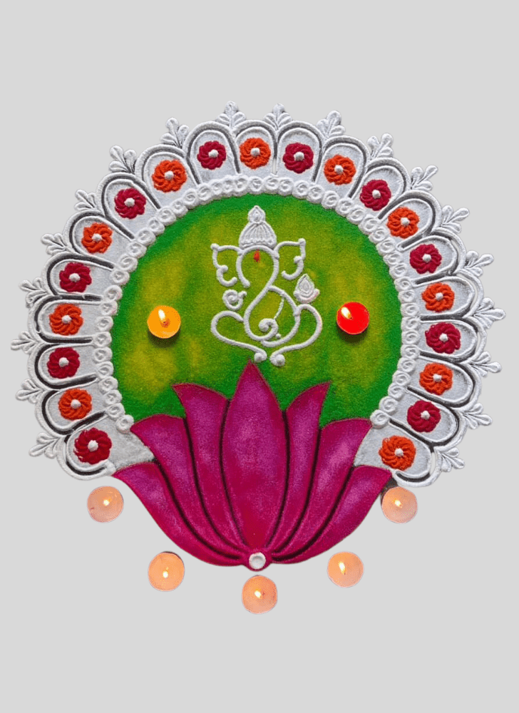 Angelic Ganpati Bappa Rangoli