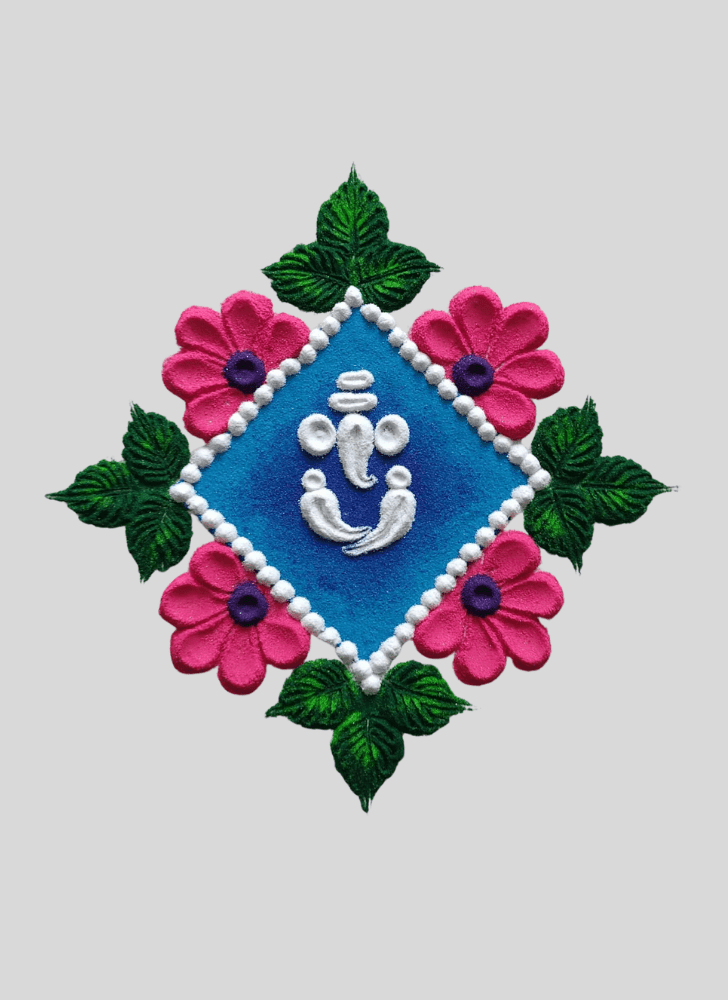 Bewitching Ganpati Bappa Rangoli