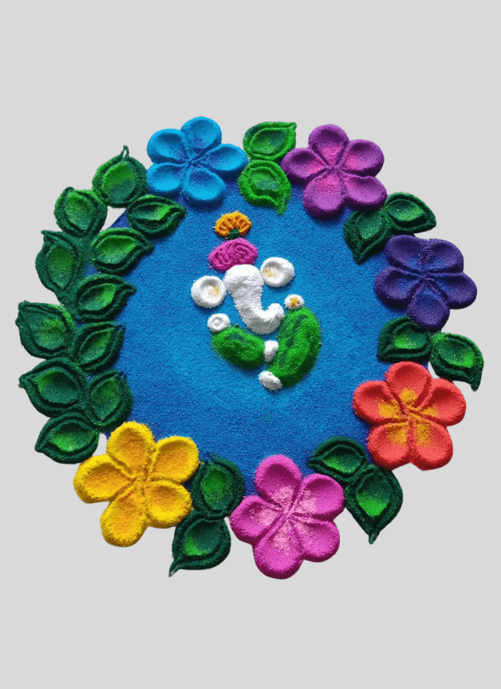 Charming Ganpati Bappa Rangoli