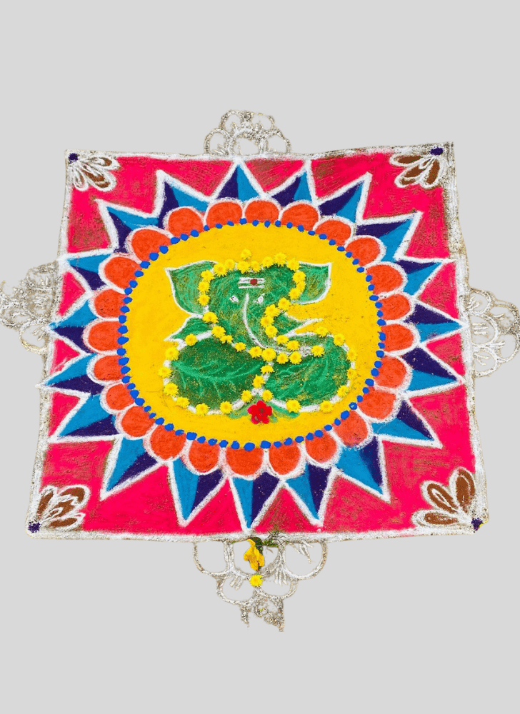 Fetching Ganpati Bappa Rangoli