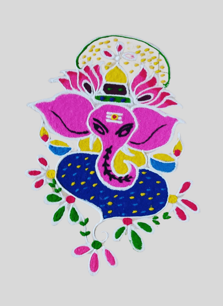 Good Looking Ganpati Bappa Rangoli