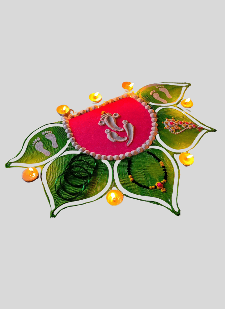 Inviting Ganpati Bappa Rangoli