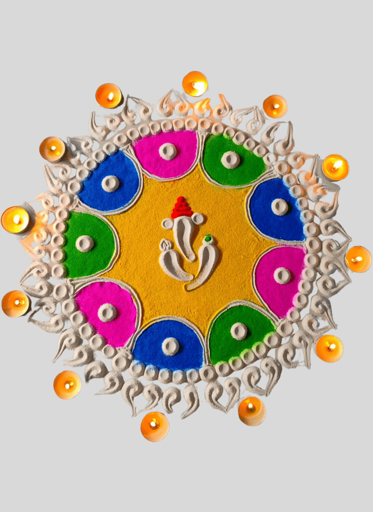 Lovely Ganpati Bappa Rangoli Design