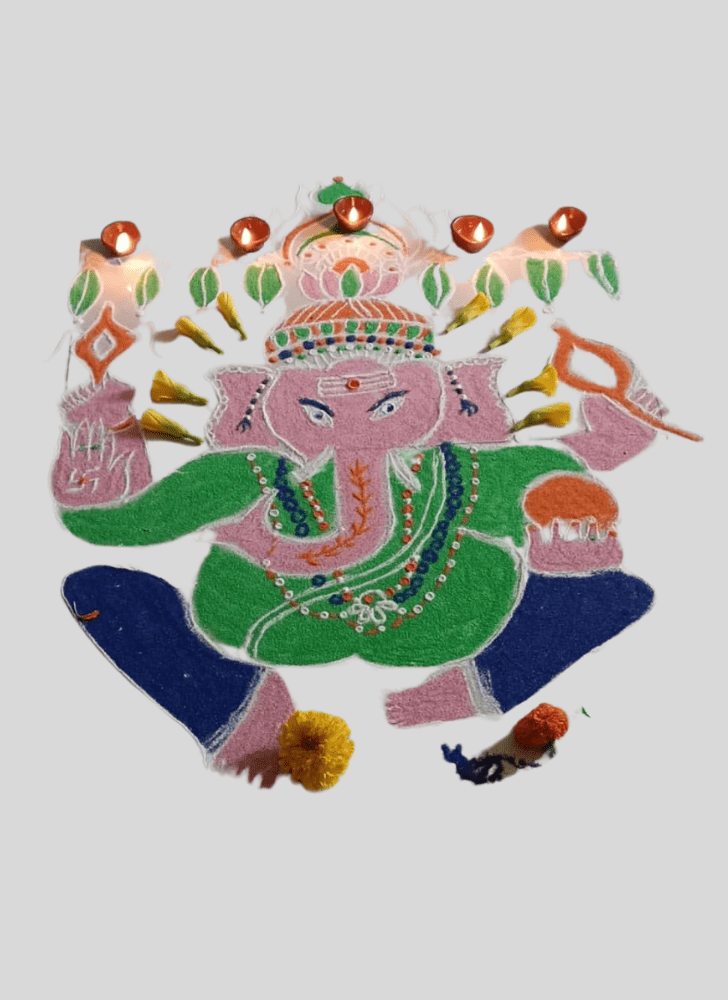 Nice Ganpati Bappa Rangoli