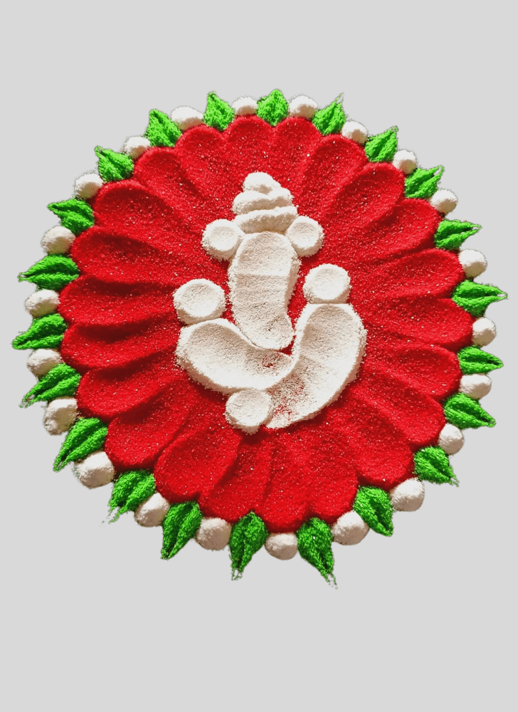 Stunning Ganpati Bappa Rangoli