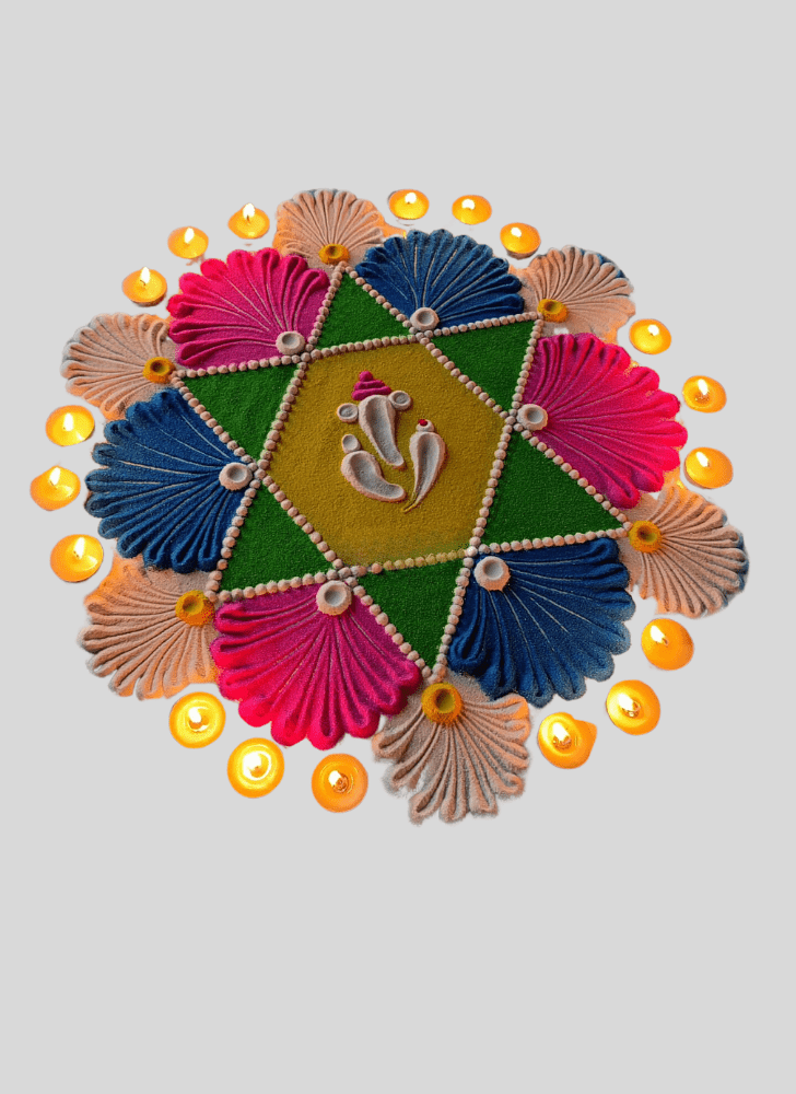 Wonderful Ganpati Bappa Rangoli Design