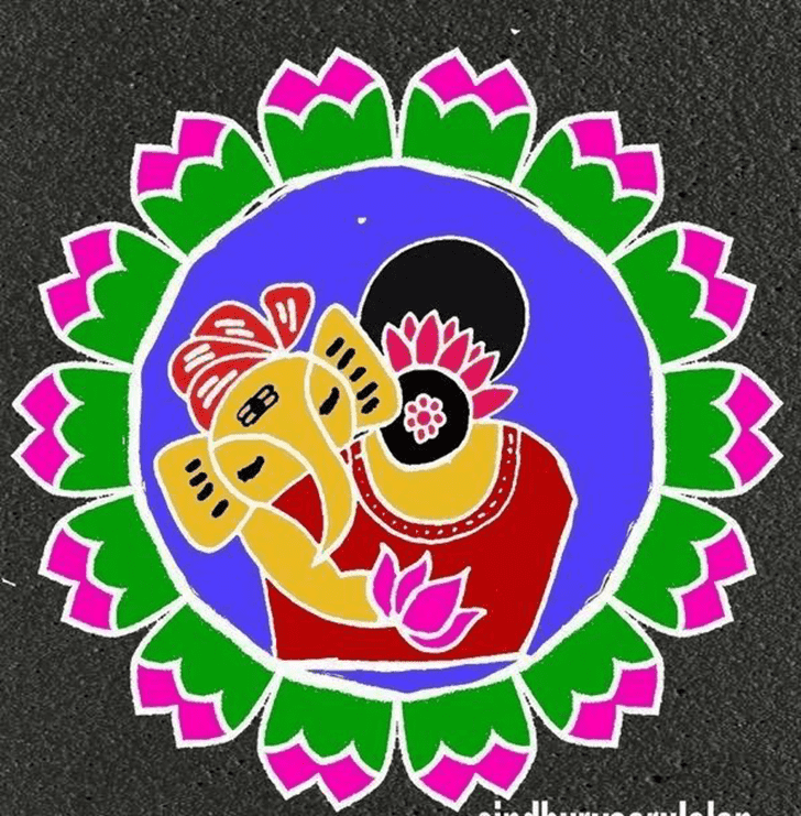 Delicate Ganpati Rangoli