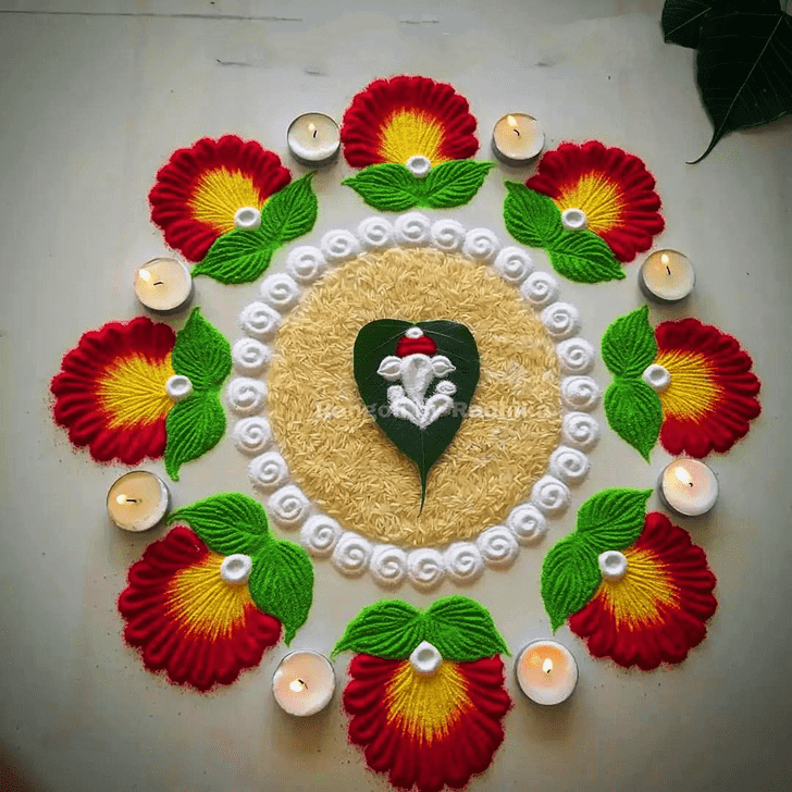 Delightful Ganpati Rangoli