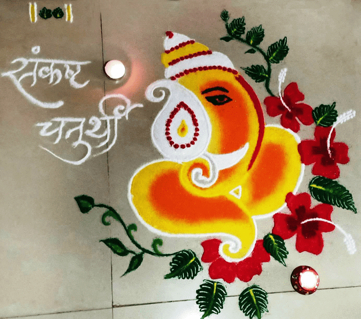 Excellent Ganpati Rangoli