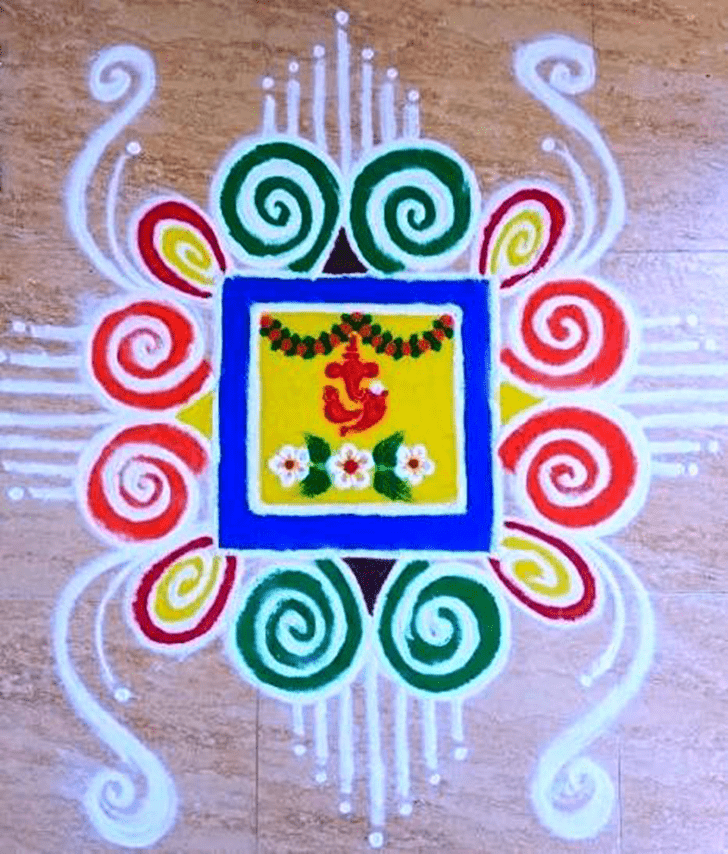 Fetching Ganpati Rangoli