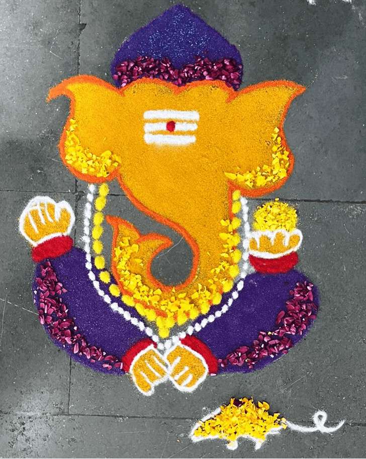 Inviting Ganpati Rangoli