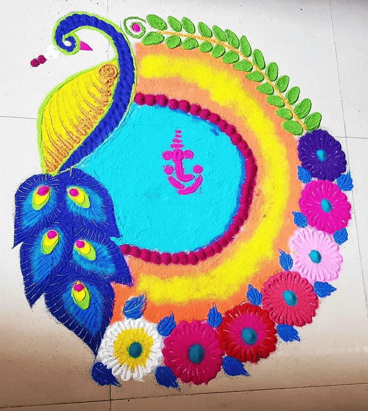 Lovely Ganpati Rangoli Design