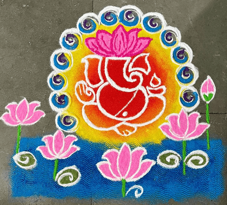 Slightly Ganpati Rangoli