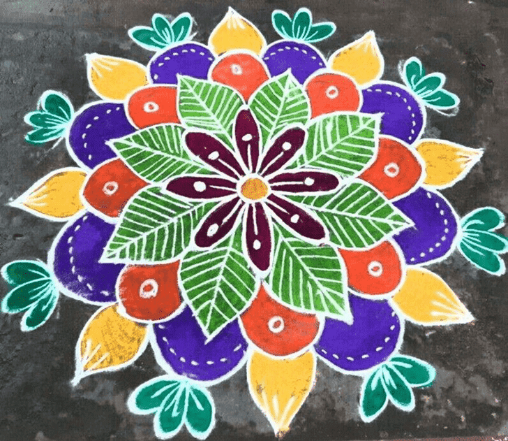 Lovely Gauri Avahana Rangoli Design