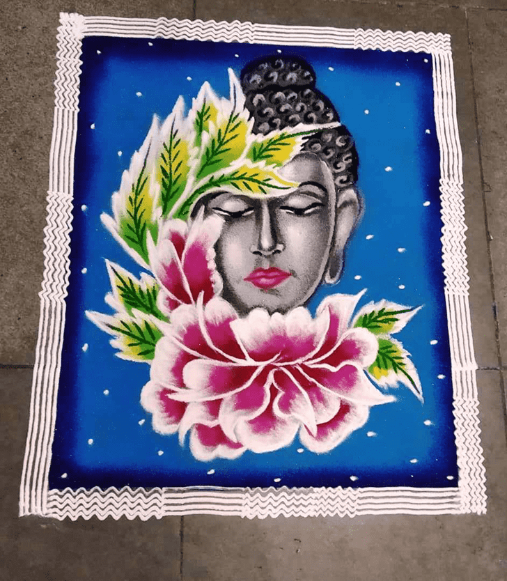 Comely Gautam Buddha Rangoli