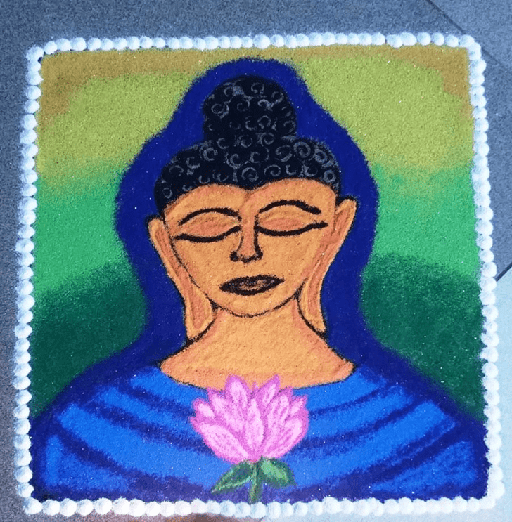 Hard Gautam Buddha Rangoli