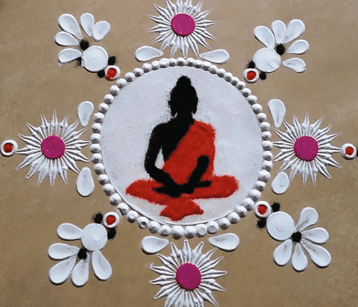 Delicate Gautam Buddha Rangoli