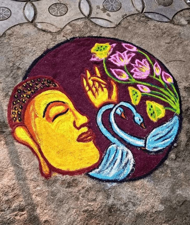 Enthralling Gautam Buddha Rangoli