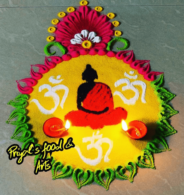 Excellent Gautam Buddha Rangoli