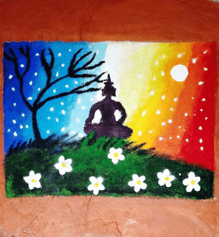 Gorgeous Gautam Buddha Rangoli