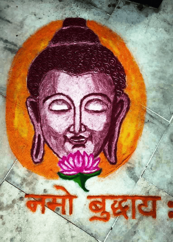 Graceful Gautam Buddha Rangoli