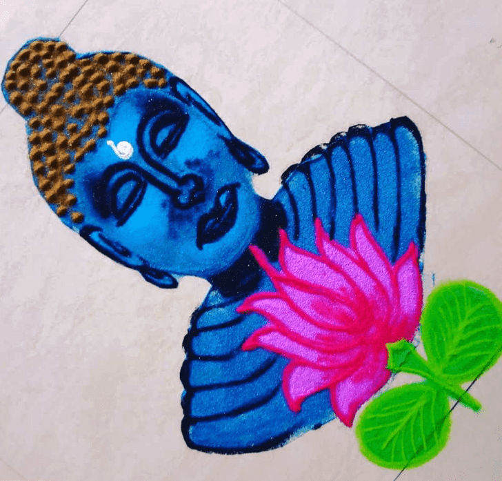 Delightful Gautama Buddha Rangoli