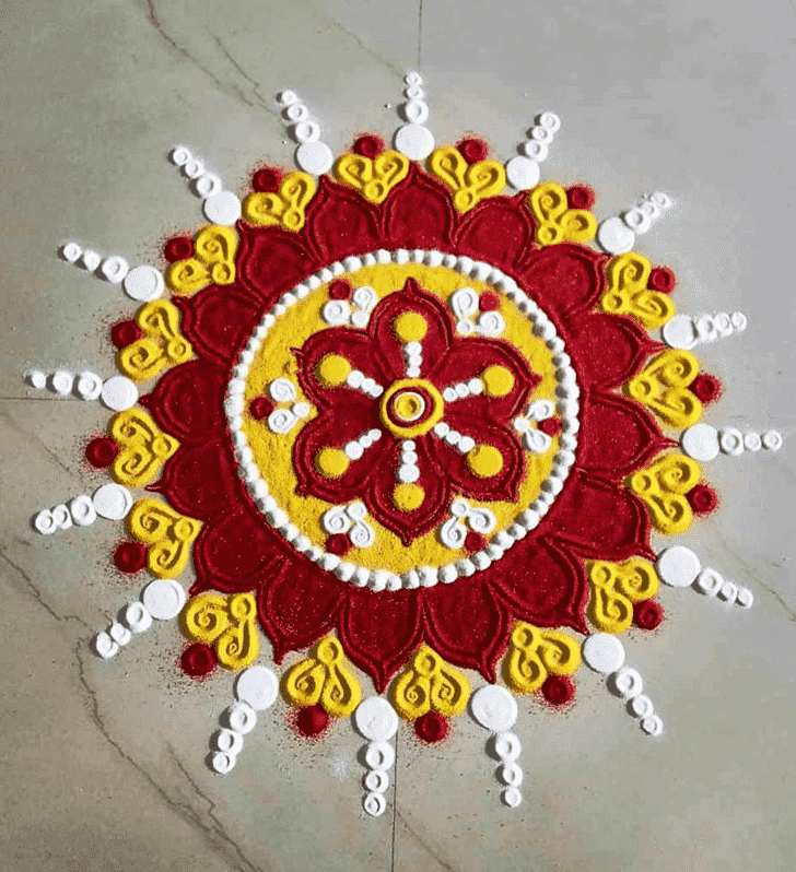 Wonderful Gayatri Jayanti Rangoli Design