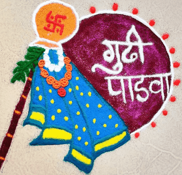 Comely Gudi Padwa Kolam Rangoli