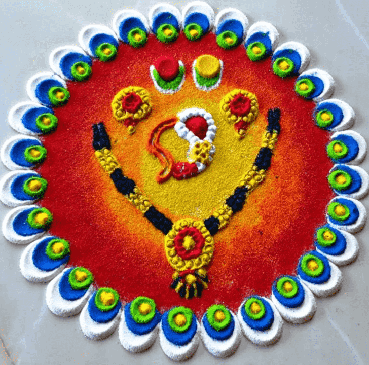 Lovely Haldi Kumkum Rangoli Design