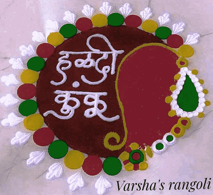 Wonderful Haldi Kumkum Rangoli Design