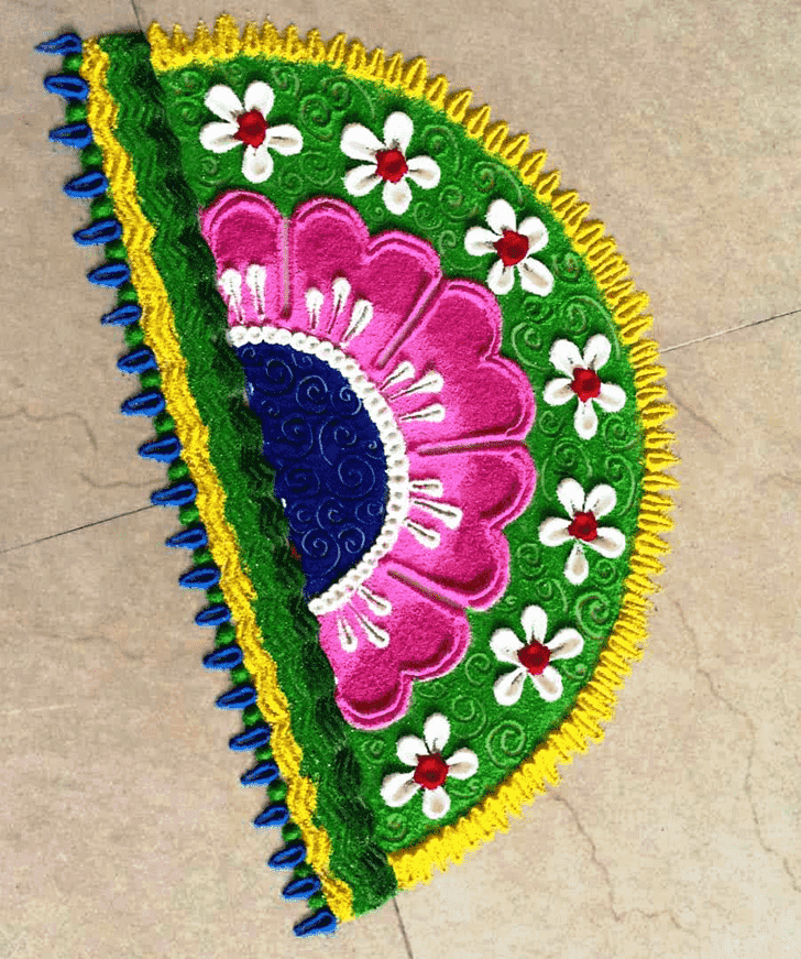 Bewitching Half Circle Rangoli