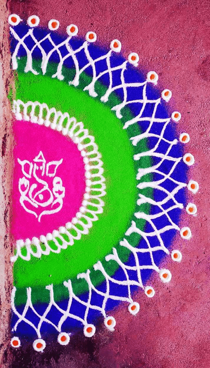 Enthralling Half Circle Rangoli