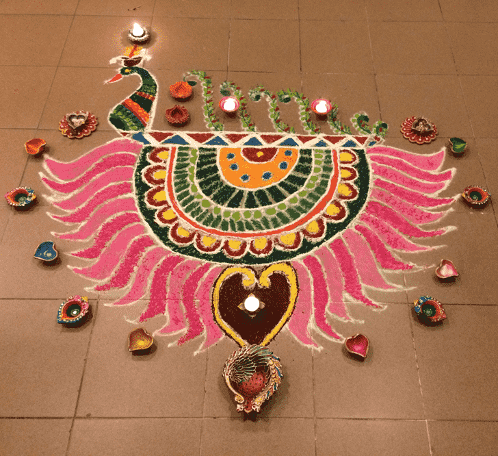 Fascinating Half Circle Rangoli