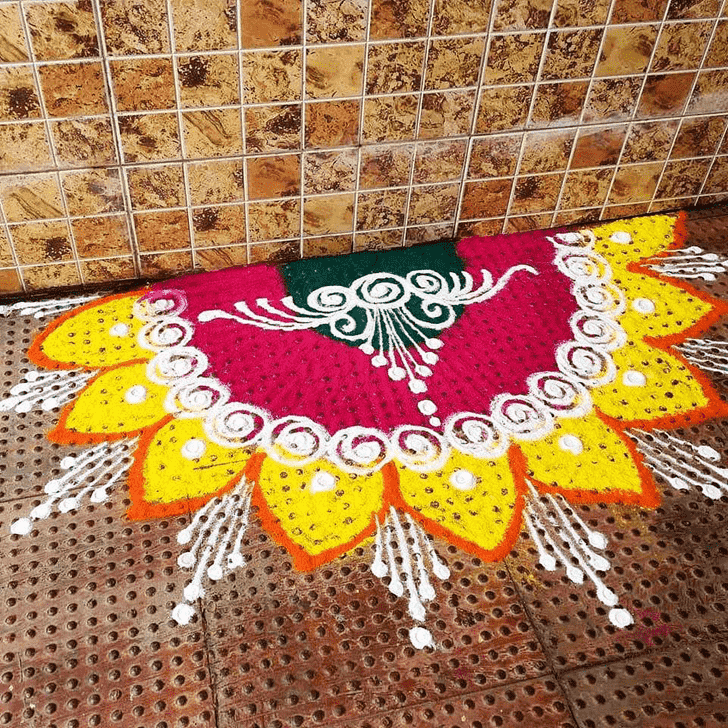 Inviting Half Circle Rangoli