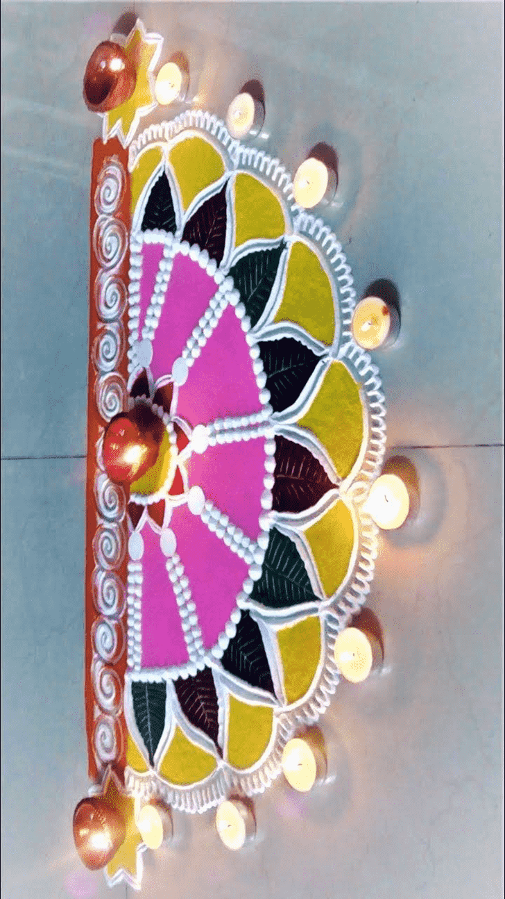 Wonderful Half Circle Rangoli Design