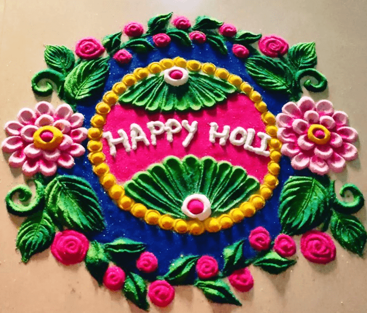 Comely Happy Holi Rangoli