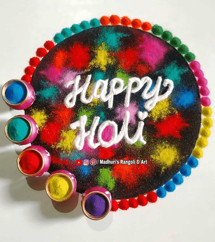 Dazzling Happy Holi Rangoli