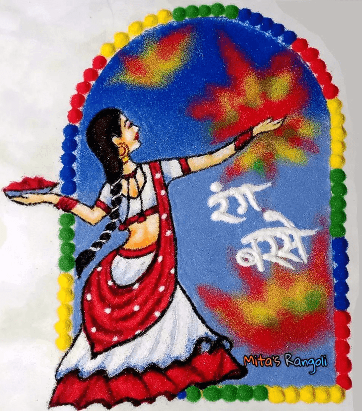 Excellent Happy Holi Rangoli